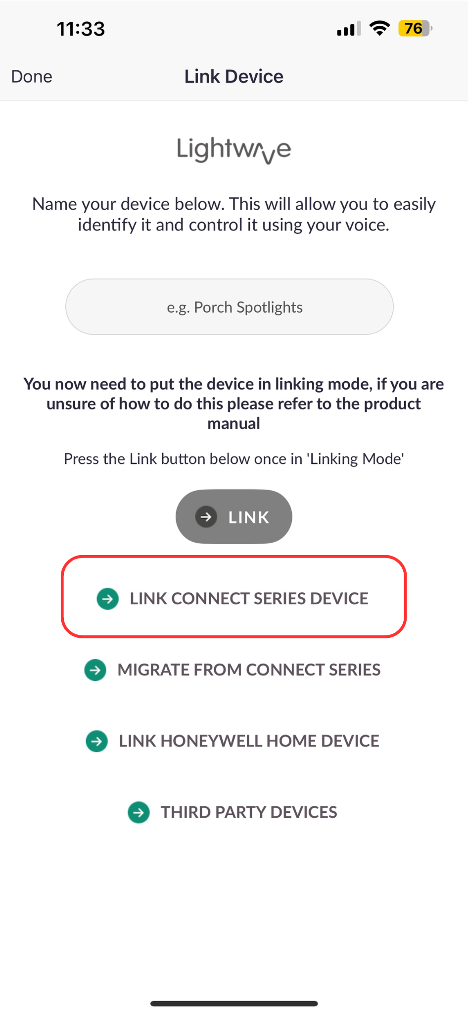 How to add Connect Series devices to the Lightwave Link Plus app.